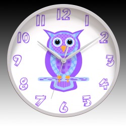 Owl Round Wall Clock with Gray Hour, Minute, and Seconds hands. 11.75" diameter.