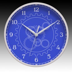 Gears Round Wall Clock with Gray Hour, Minute, and Seconds hands. 11.75" diameter.