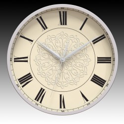 Cream Color Wall Clock with Gray Hour, Minute, and Seconds hands. 11.75" diameter.