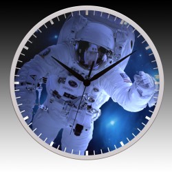 Astronaut Round Wall Clock with Black Hour, Minute, and Seconds hands. 11.75" diameter.
