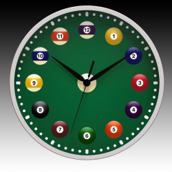 Round Billiards Wall Clock with Black Hands 11.75"