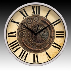 Gears Round Wall Clock with Black Hour, Minute, and Seconds hands. 11.75" diameter